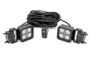 LED Light Pair - Rough Country - 2 Inch | Flood | Swivel Mount - Black